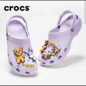 Justin Bieber lavender Drew House Crocs